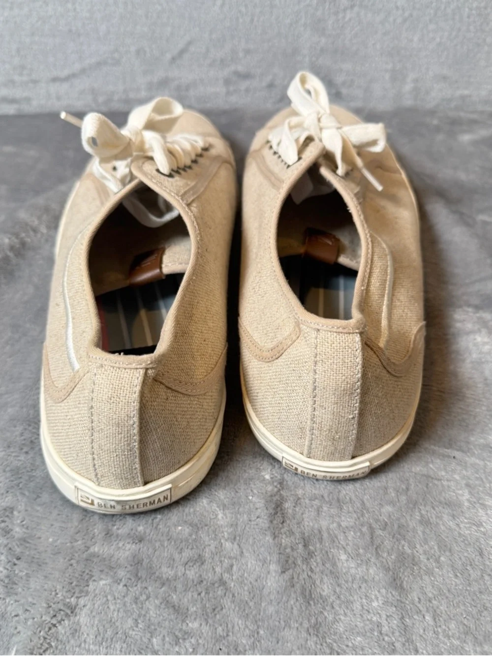 Ben Sherman Beige Canvas Sneakers Low Top Casual Shoes Mens